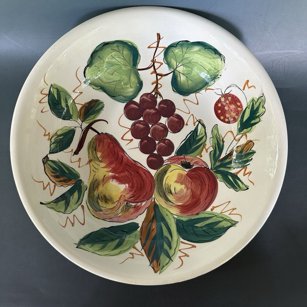 Vintage Hand Painted Japan Fruit Serving Dish 12.5” Ceramic Platter Centerpiece